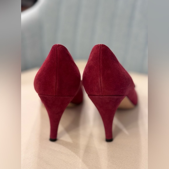 ❌SOLD❌PREVATA Shoes High Heel Suede Patent Leather 🎀 Bow Red Shoes Size 7.5 B - Picture 6 of 10